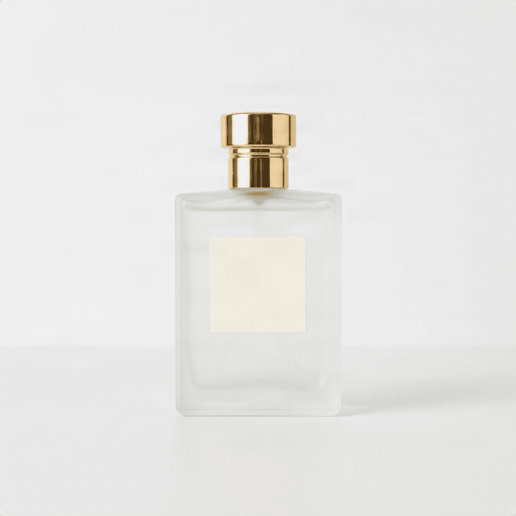 Flacon de parfum sur fond neutre avant édition photo par IA