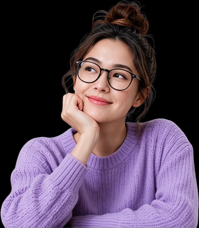 Woman in purple sweater