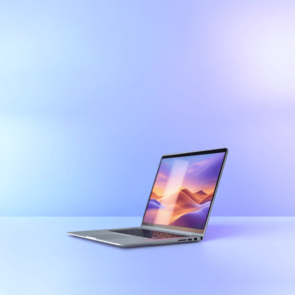Laptop w nowoczesnym miejscu pracy after background change