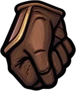 Left hand gripping sword