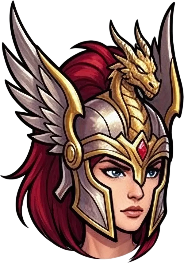 Head with helmet and plume