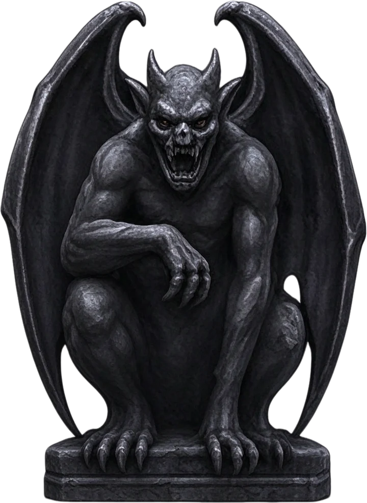 Right gargoyle statue كطبقة شفافة منفصلة
